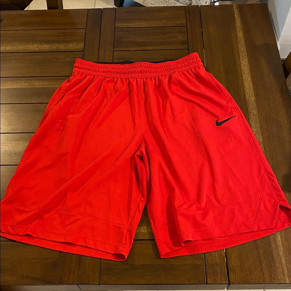 Nike Dr-Fit Mens Red Atheletic Work Out Shorts Bottoms Drawstring Waistband - XL